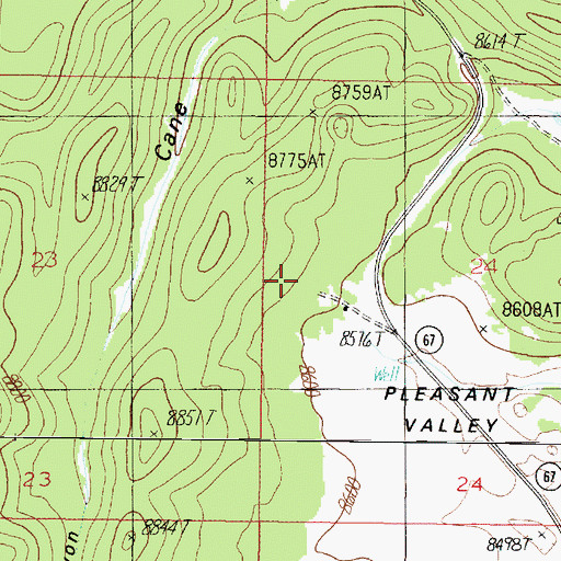 Topographic Map of Pleasant Valley, AZ