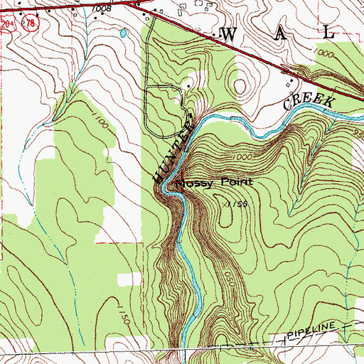 Topographic Map of Mossy Point, NY