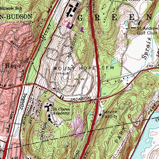 Topographic Map of Mount Hope Cemetery, NY