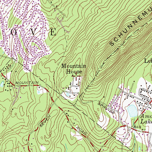 Topographic Map of Mountain House, NY
