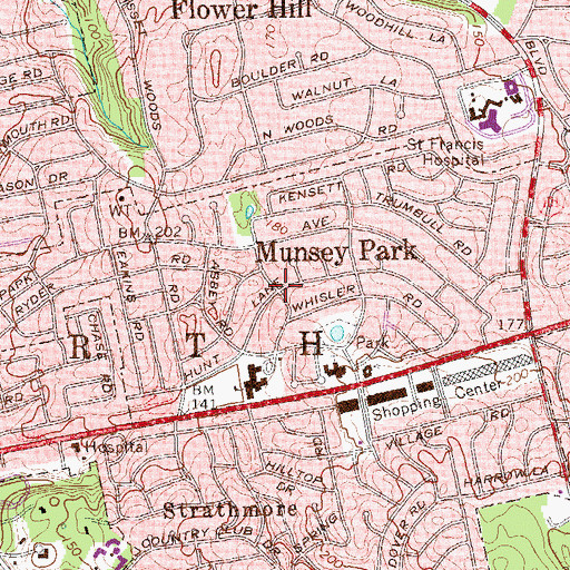 Topographic Map of Munsey Park, NY