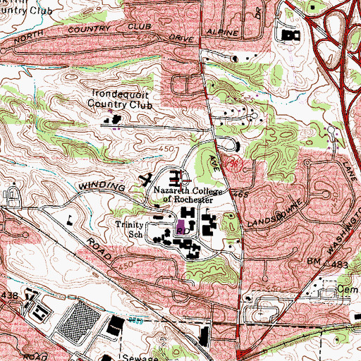 Topographic Map of Nazareth College of Rochester, NY