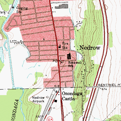 Topographic Map of Nedrow, NY
