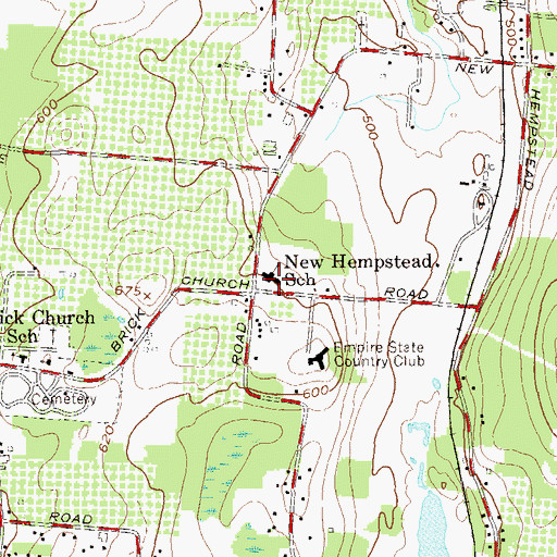 Topographic Map of New Hempstead School, NY