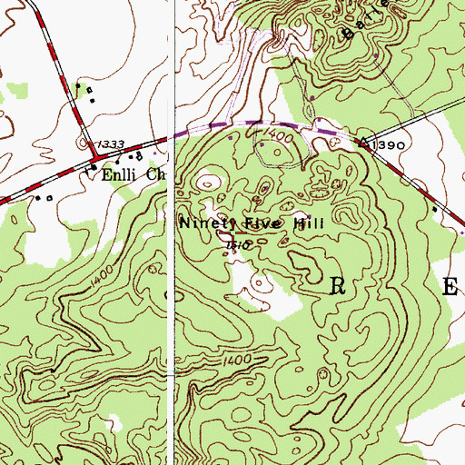 Topographic Map of Ninety Five Hill, NY
