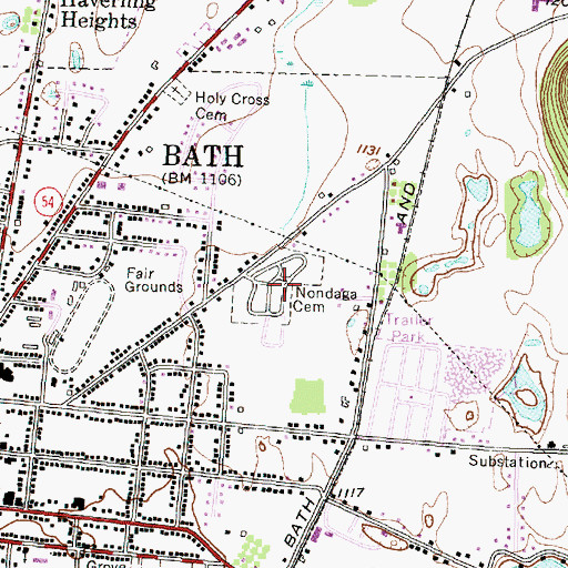 Topographic Map of Nondaga Cemetery, NY