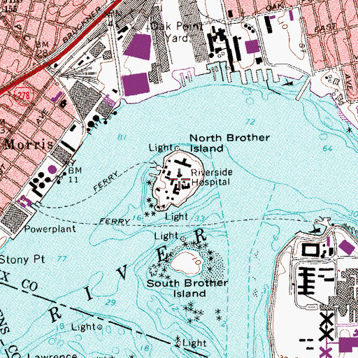 Topographic Map of North Brother Island, NY