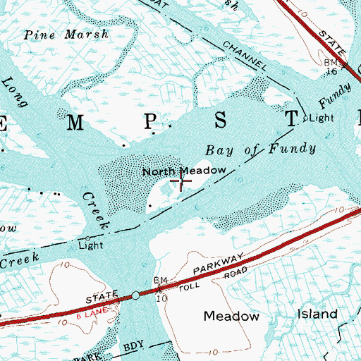 Topographic Map of North Meadow Island, NY