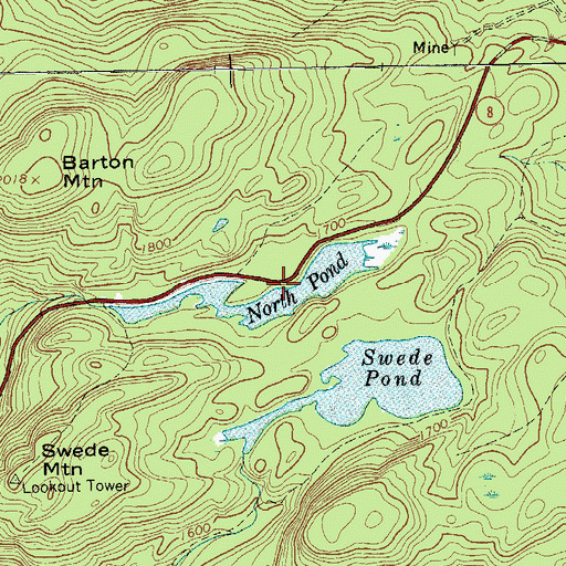 Topographic Map of North Pond, NY