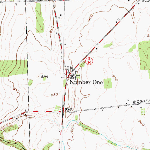 Topographic Map of Number One, NY