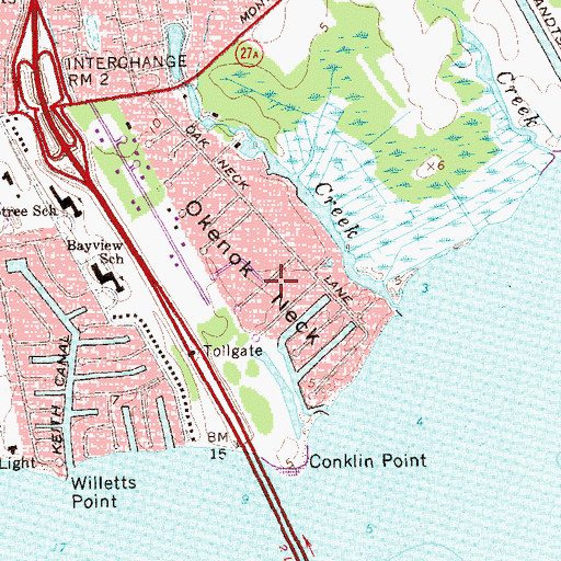 Topographic Map of Okenok Neck, NY