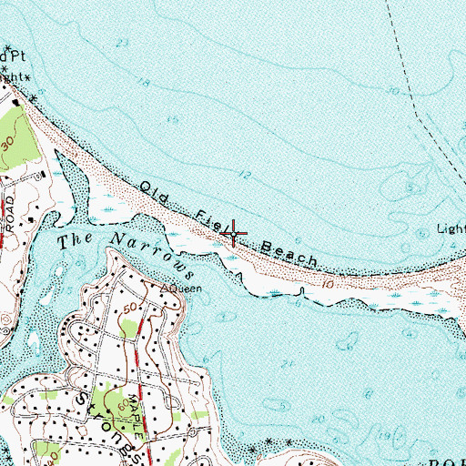 Topographic Map of Old Field Beach, NY