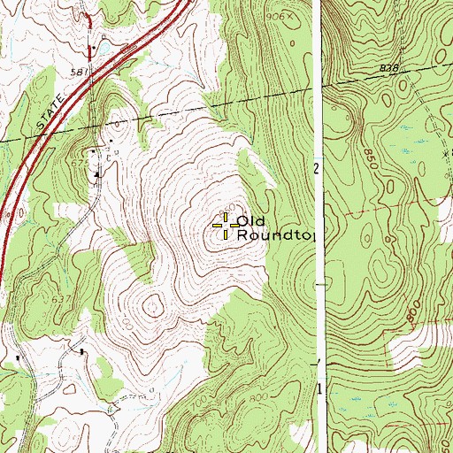 Topographic Map of Old Roundtop, NY