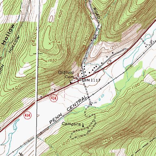 Topographic Map of Oldfield Cemetery, NY