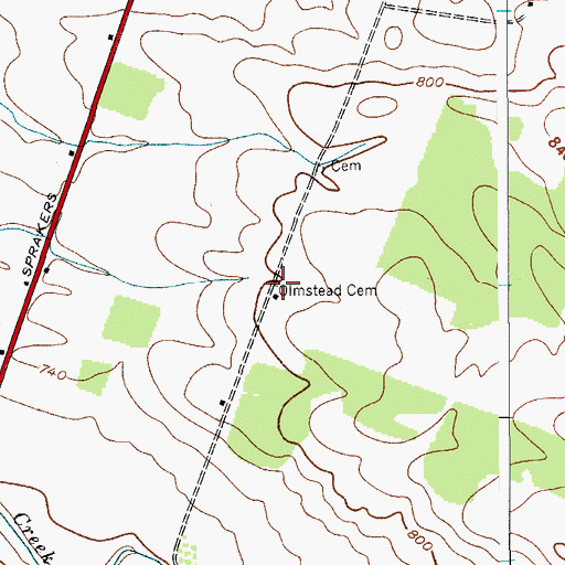 Topographic Map of Olmstead Cemetery, NY
