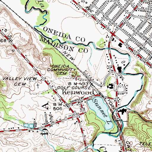 Topographic Map of Oneida Community Cemetery, NY