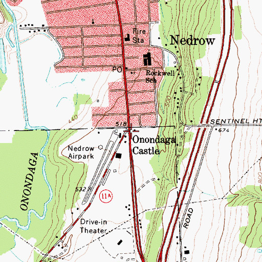 Topographic Map of Onondaga Castle, NY