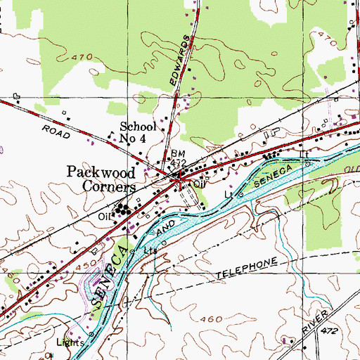 Topographic Map of Packwood Corners, NY