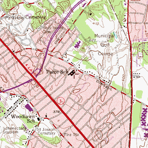 Topographic Map of Paige Elementary School, NY