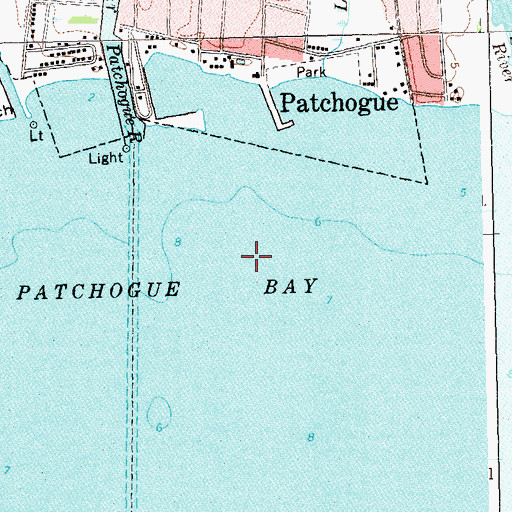 Topographic Map of Patchogue Bay, NY
