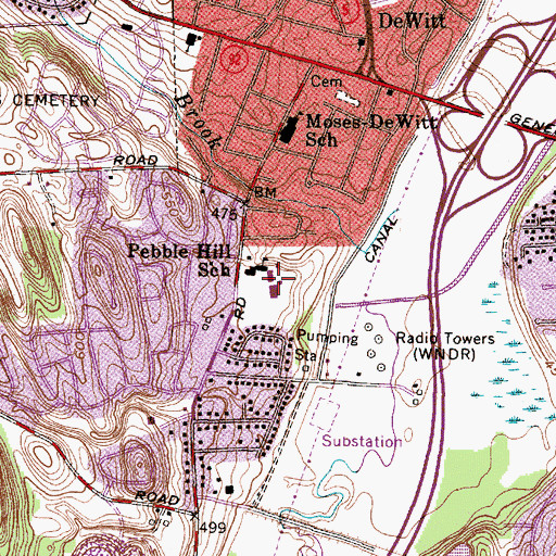 Topographic Map of Manlius Pebble Hill School, NY