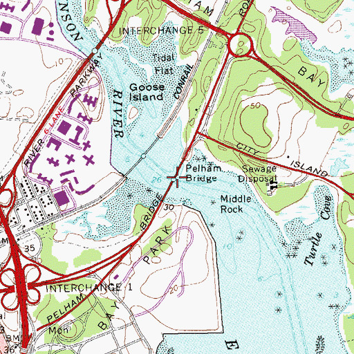Topographic Map of Pelham Bridge, NY