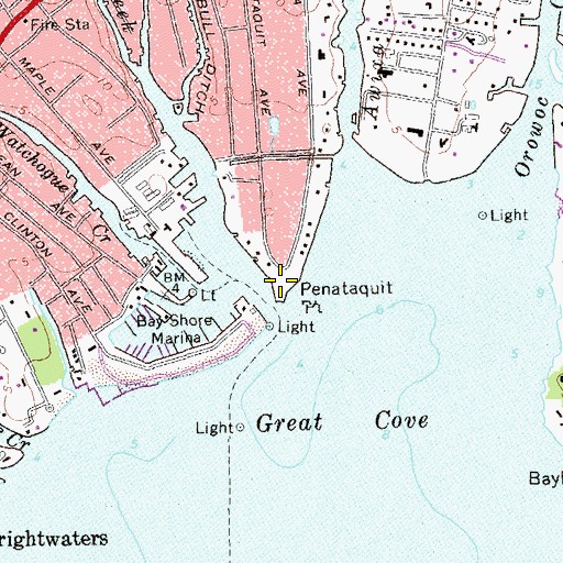 Topographic Map of Penataquit Point, NY
