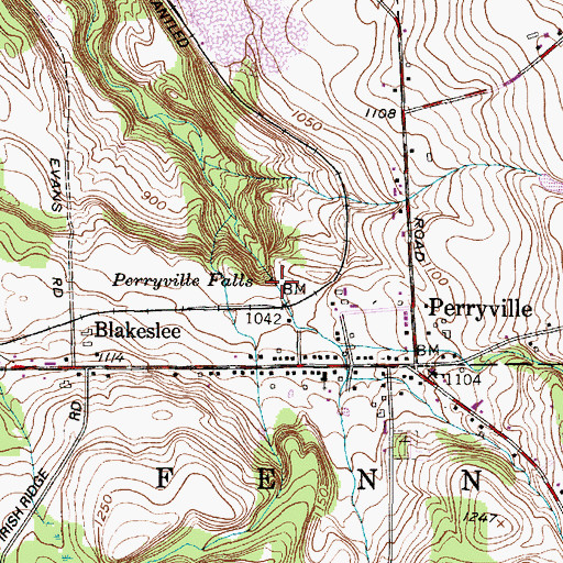 Topographic Map of Perryville Falls, NY