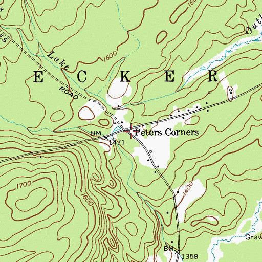 Topographic Map of Peters Corners, NY