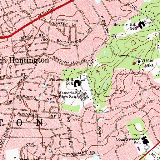 Topographic Map of Pidgeon Hill School, NY