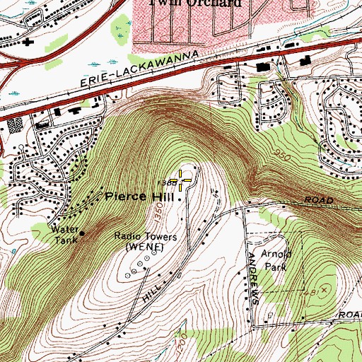Topographic Map of Pierce Hill, NY