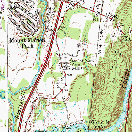 Topographic Map of Plattekill Reformed Church, NY