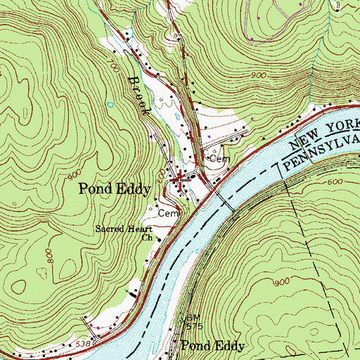Topographic Map of Pond Eddy, NY