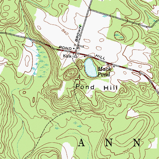 Topographic Map of Pond Hill, NY