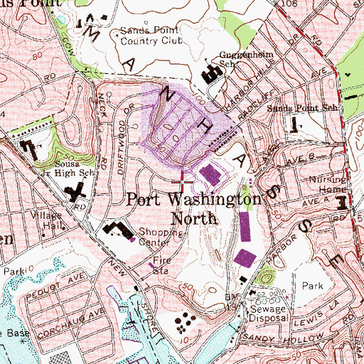 Topographic Map of Port Washington North, NY