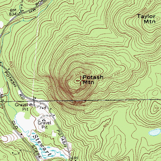 Topographic Map of Potash Mountain, NY