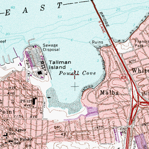 Topographic Map of Powell Cove, NY