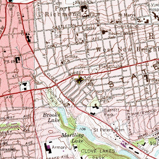 Topographic Map of Intermediate School 27, NY