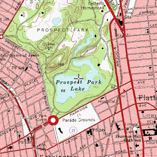 Topographic Map of Prospect Park Lake, NY
