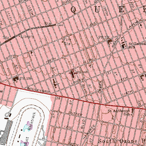 Topographic Map of Public School 100, NY