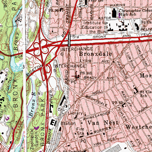 Topographic Map of Public School 105, NY