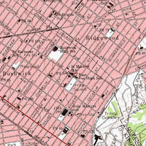 Topographic Map of Public School 106, NY