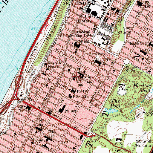 Topographic Map of Public School 106, NY