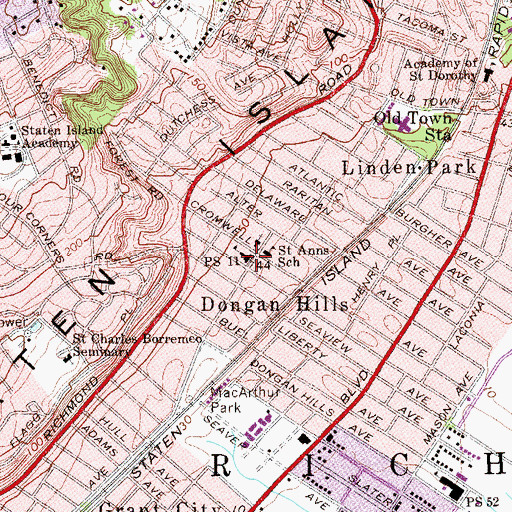 Topographic Map of Public School 11, NY