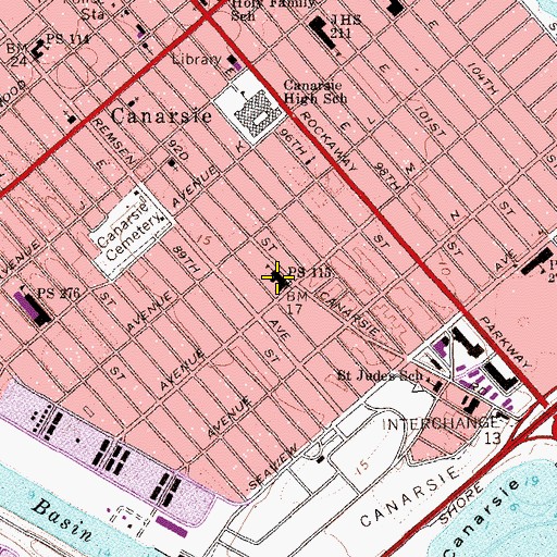 Topographic Map of Public School 115, NY