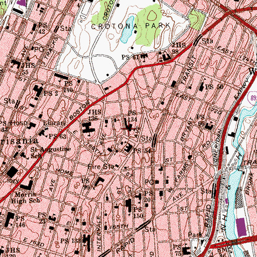 Topographic Map of Public School 134, NY