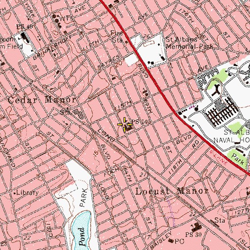 Topographic Map of Public School 140, NY