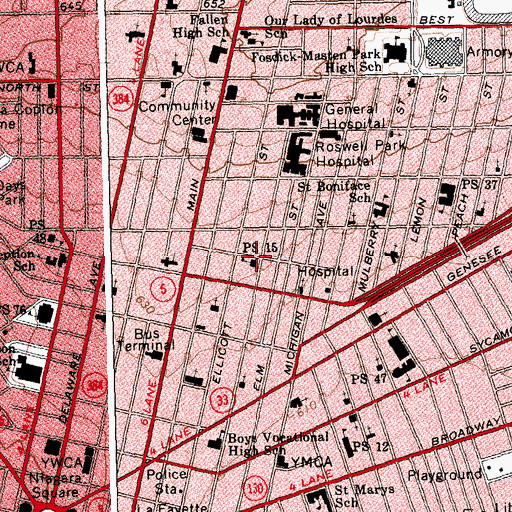 Topographic Map of Public School 15, NY