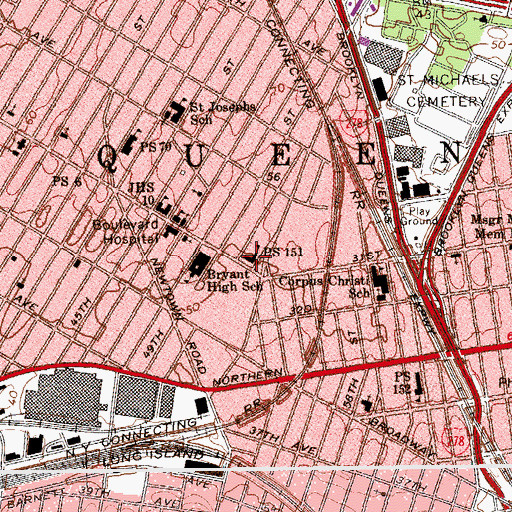 Topographic Map of Public School 151, NY