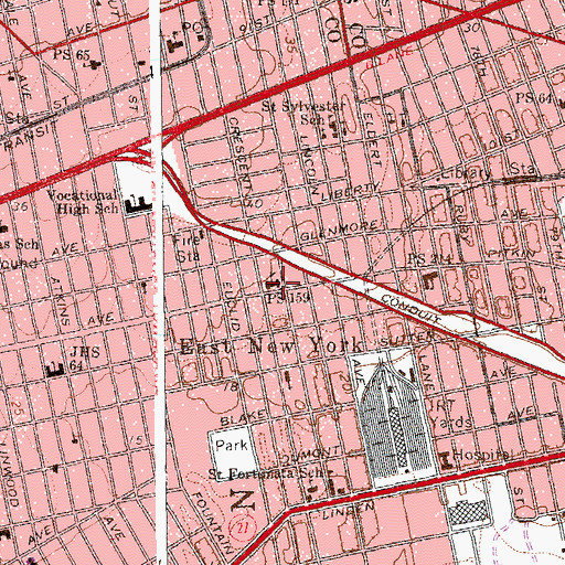 Topographic Map of Public School 159, NY